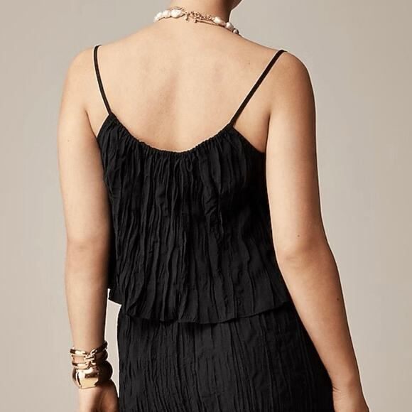 NWT J.Crew Crinkled Front Tie Camisole Tank Top In Black Size XS - Picture 2 of 8